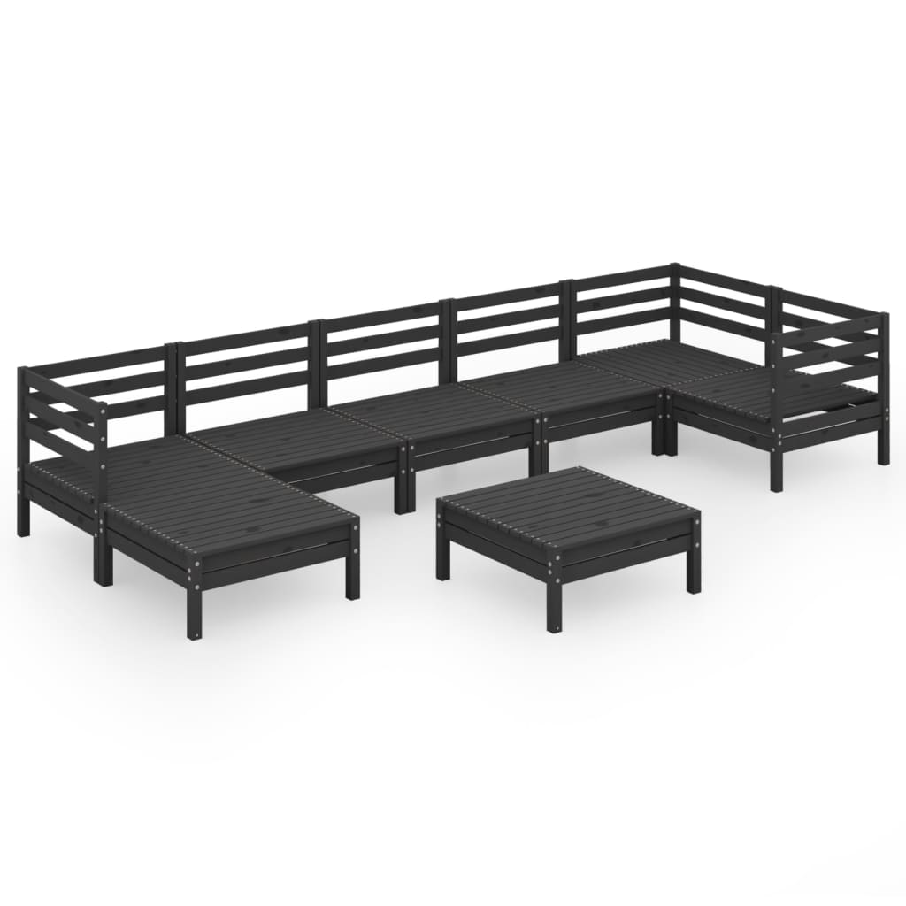 8 Piece Garden Lounge Set Solid Pinewood Black