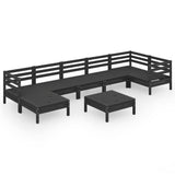 8 Piece Garden Lounge Set Solid Pinewood Black