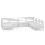 7 Piece Garden Lounge Set Solid Wood Pine White