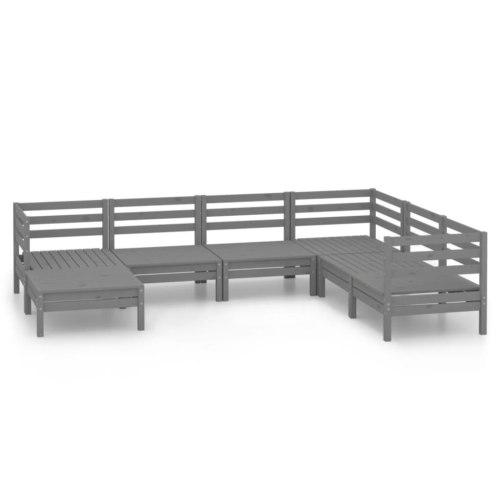 7 Piece Garden Lounge Set Solid Wood Pine Grey