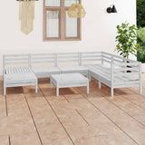 8 Piece Garden Lounge Set Solid Wood Pine White