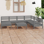 8 Piece Garden Lounge Set Solid Wood Pine Grey