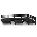 8 Piece Garden Lounge Set Solid Wood Pine Black