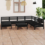 8 Piece Garden Lounge Set Solid Wood Pine Black