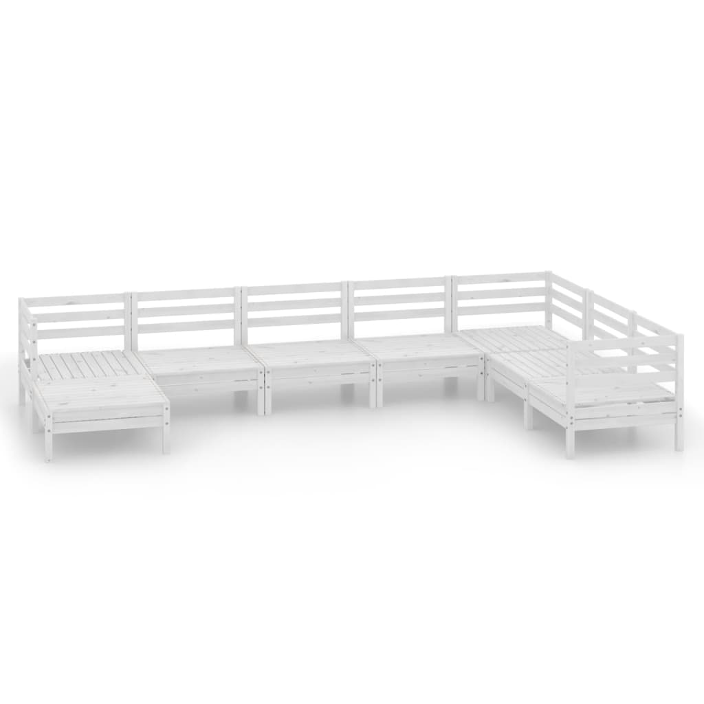 8 Piece Garden Lounge Set Solid Pinewood White