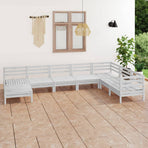 8 Piece Garden Lounge Set Solid Wood Pine White