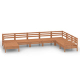 8 Piece Garden Lounge Set Solid Pinewood Honey Brown - Front View