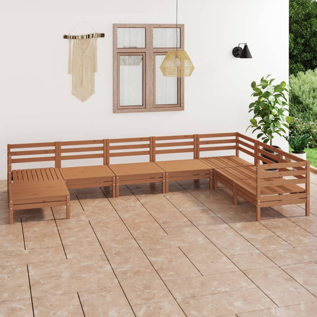 8 Piece Garden Lounge Set Solid Pinewood Honey Brown