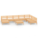 9 Piece Garden Lounge Set Solid Pinewood - Front View