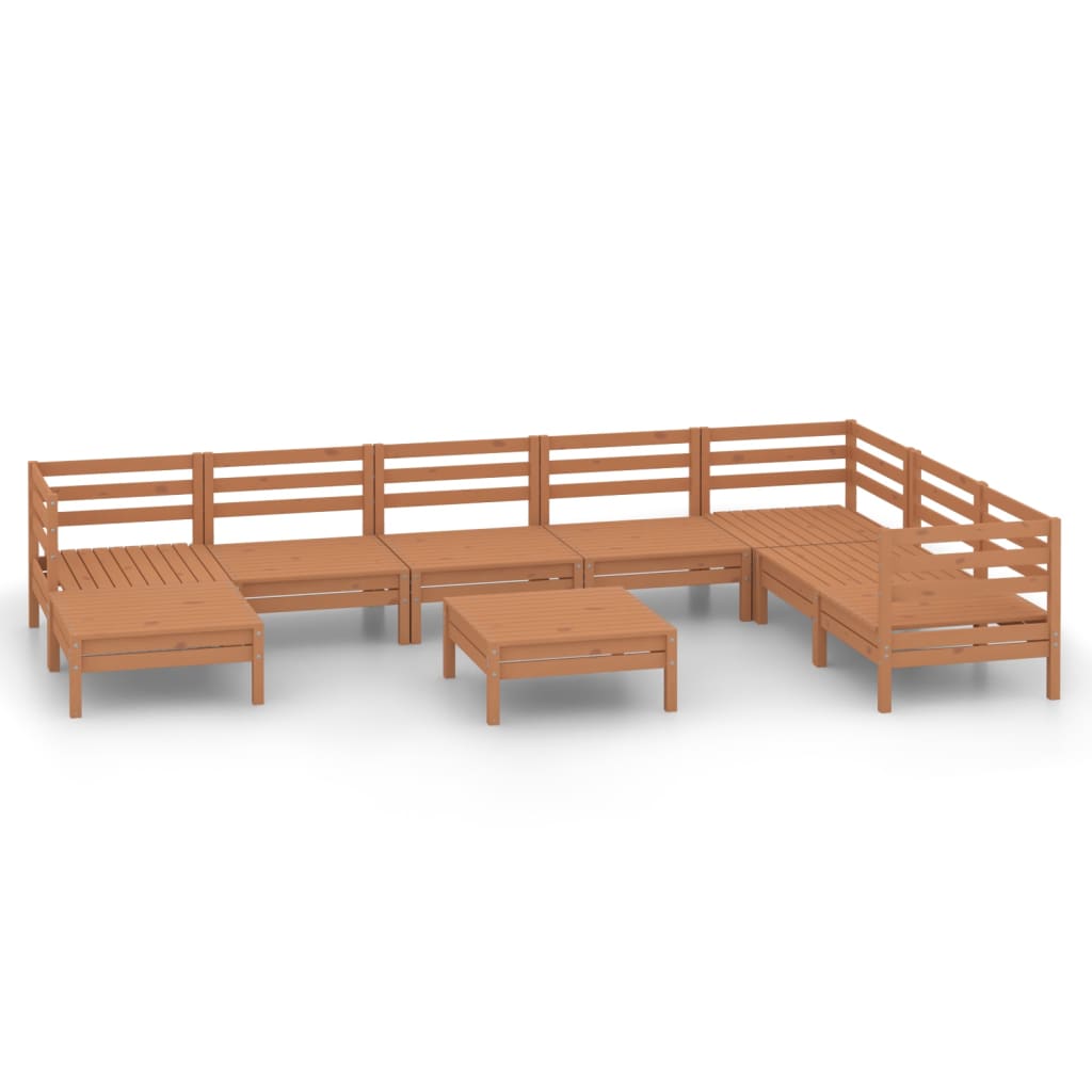 9 Piece Garden Lounge Set Solid Pinewood Honey Brown