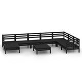 9 Piece Garden Lounge Set Solid Pinewood Black