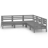 5 Piece Garden Lounge Set Solid Pinewood Grey