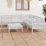 6 Piece Garden Lounge Set Solid Wood Pine White