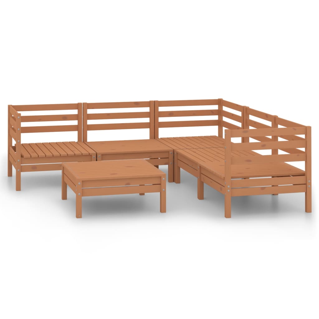 6 Piece Garden Lounge Set Solid Pinewood Honey Brown