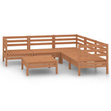 6 Piece Garden Lounge Set Solid Pinewood Honey Brown - Front View