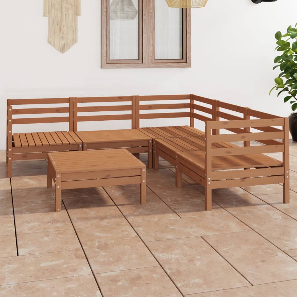 6 Piece Garden Lounge Set Solid Pinewood Honey Brown