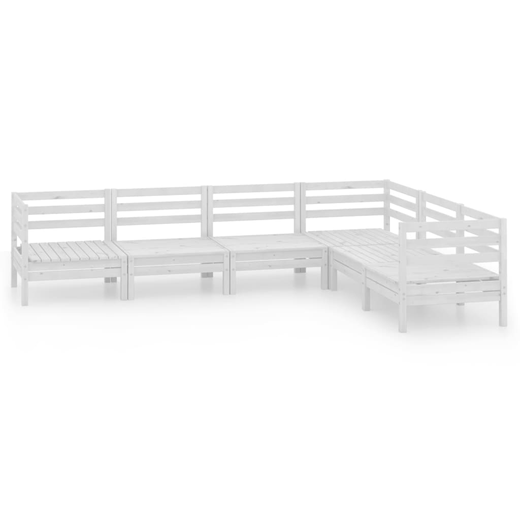 6 Piece Garden Lounge Set Solid Pinewood White