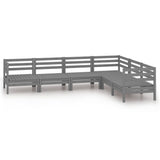 6 Piece Garden Lounge Set Solid Pinewood Grey - Front View