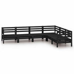 6 Piece Garden Lounge Set Solid Wood Pine Black