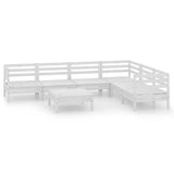 7 Piece Garden Lounge Set Solid Pinewood White - Front View