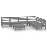 7 Piece Garden Lounge Set Solid Pinewood Grey - Front View