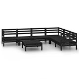 7 Piece Garden Lounge Set Solid Wood Pine Black
