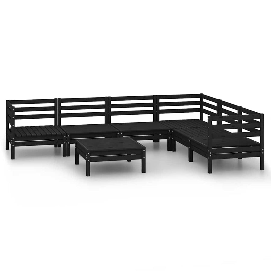 7 Piece Garden Lounge Set Solid Wood Pine Black