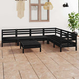7 Piece Garden Lounge Set Solid Wood Pine Black