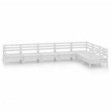 7 Piece Garden Lounge Set Solid Wood Pine White - Front View
