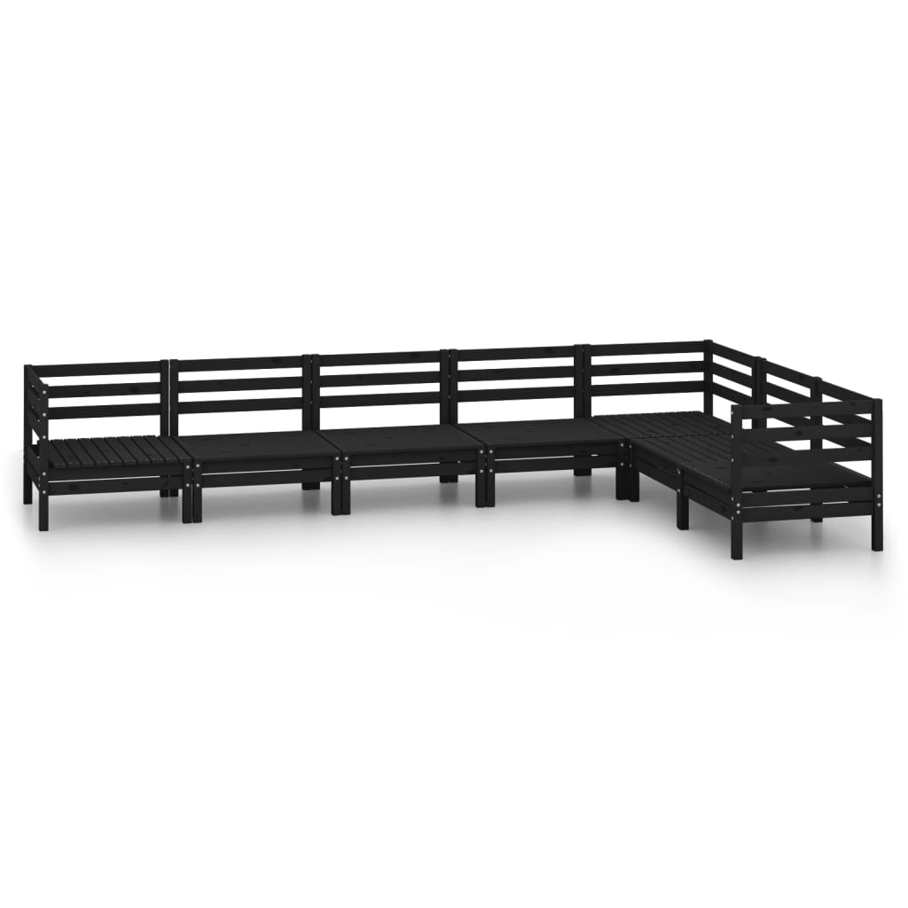 7 Piece Garden Lounge Set Solid Pinewood Black