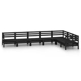 7 Piece Garden Lounge Set Solid Pinewood Black - Front View