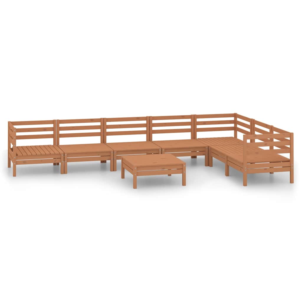 8 Piece Garden Lounge Set Solid Wood Pine Honey Brown