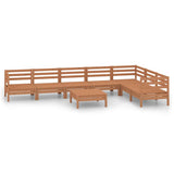 8 Piece Garden Lounge Set Solid Wood Pine Honey Brown - Front View