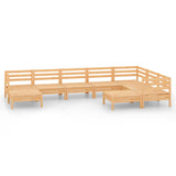 9 Piece Garden Lounge Set Solid Pinewood - Front View
