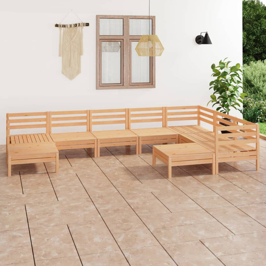 9 Piece Garden Lounge Set Solid Wood Pine