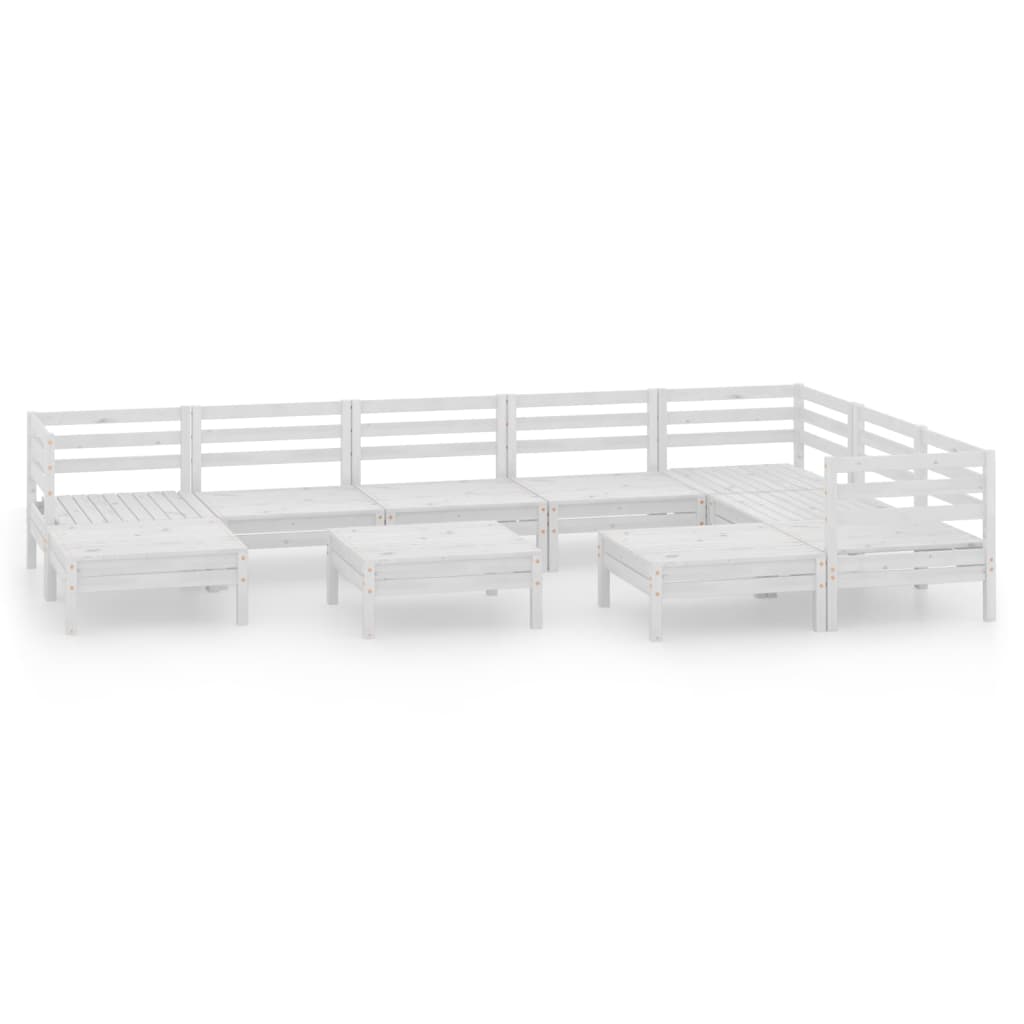 10 Piece Garden Lounge Set Solid Pinewood White
