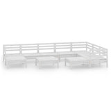 10 Piece Garden Lounge Set Solid Pinewood White