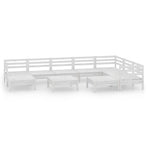 10 Piece Garden Lounge Set Solid Wood Pine White