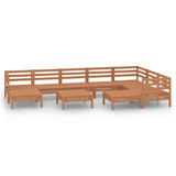 10 Piece Garden Lounge Set Solid Pinewood Honey Brown