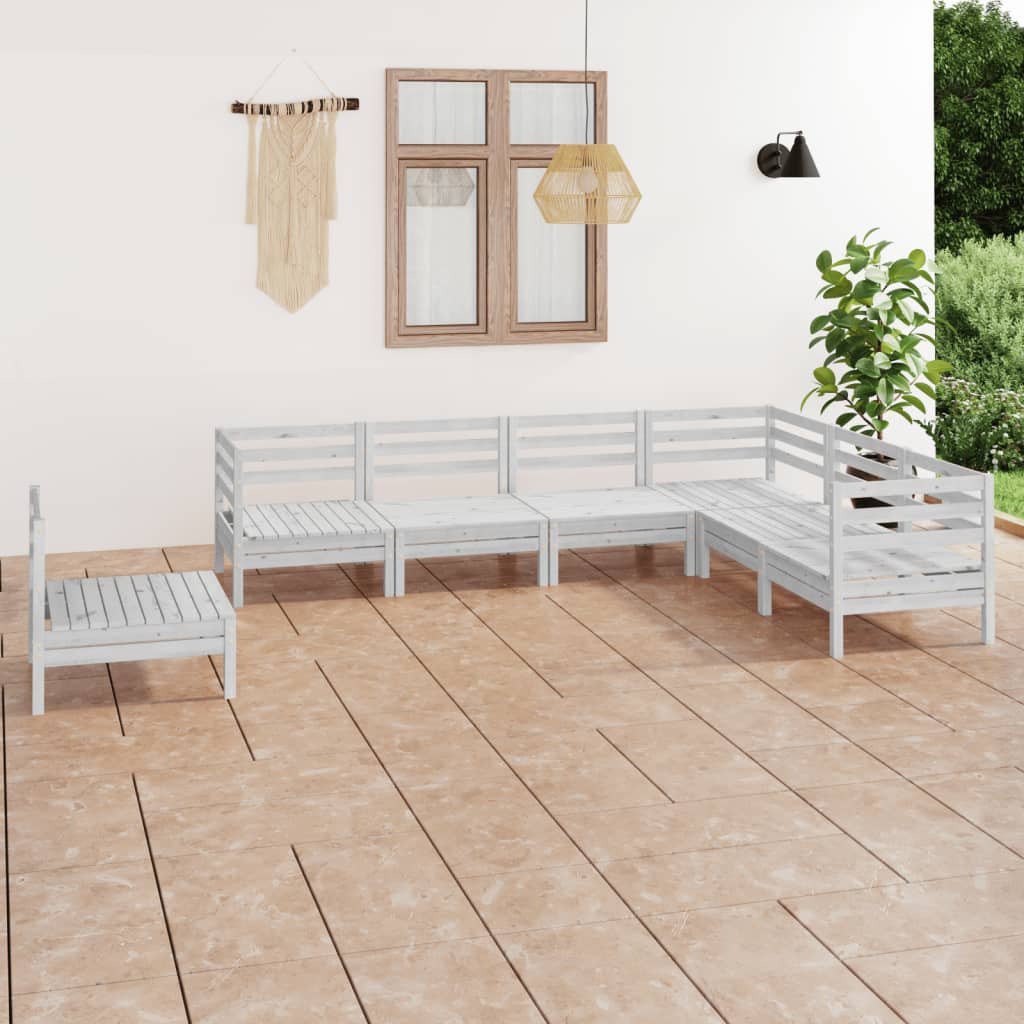 7 Piece Garden Lounge Set Solid Pinewood White