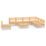 8 Piece Garden Lounge Set Solid Wood Pine - Front View