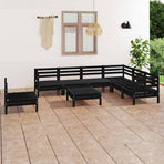 8 Piece Garden Lounge Set Solid Wood Pine Black