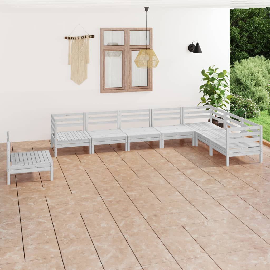 8 Piece Garden Lounge Set Solid Pinewood White