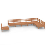 8 Piece Garden Lounge Set Solid Pinewood Honey Brown - Front View