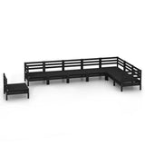 8 Piece Garden Lounge Set Solid Pinewood Black