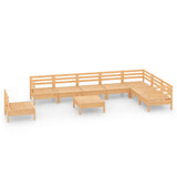 9 Piece Garden Lounge Set Solid Pinewood - Front View