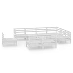 9 Piece Garden Lounge Set Solid Wood Pine White