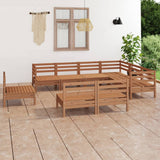 9 Piece Garden Lounge Set Solid Pinewood Honey Brown