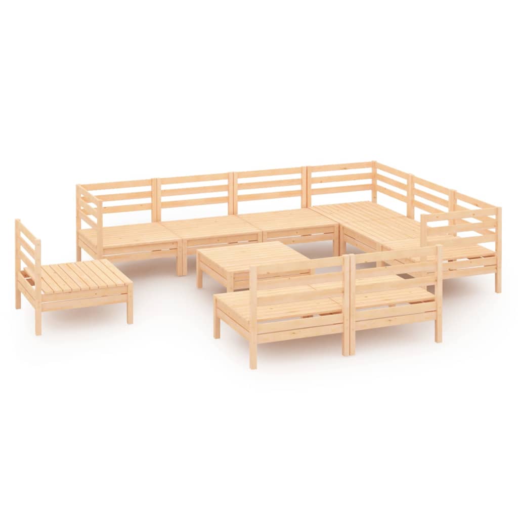 10 Piece Garden Lounge Set Solid Pinewood