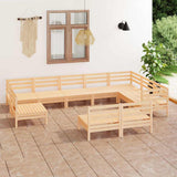 10 Piece Garden Lounge Set Solid Wood Pine